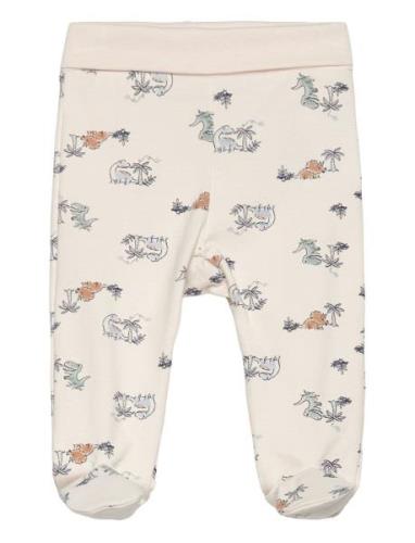 Pants W. Feet - Aop Bottoms Leggings Beige Fixoni