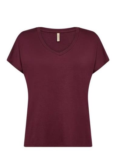 Sc-Marica Tops T-shirts & Tops Short-sleeved Burgundy Soyaconcept