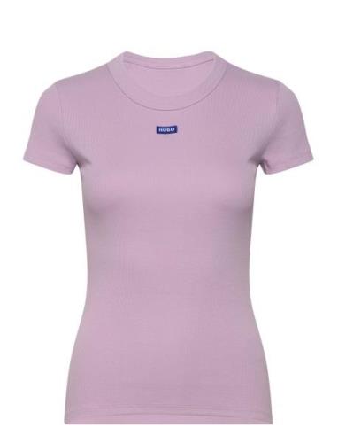 Easy Tee_B Tops T-shirts & Tops Short-sleeved Purple HUGO BLUE