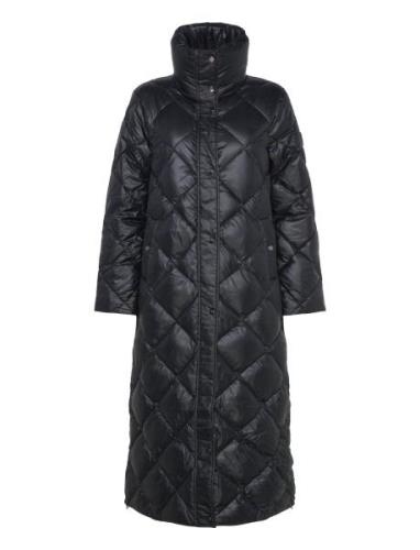 Diamond-Quilted Down Funnelneck Maxicoat Fôret Kåpe Black Lauren Ralph...