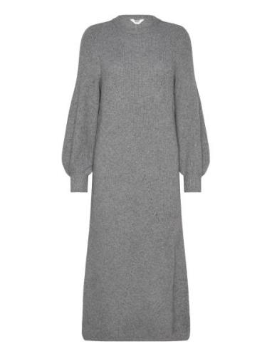 Objditte Re L/S Knit Midi Dress Noos Knelang Kjole Grey Object