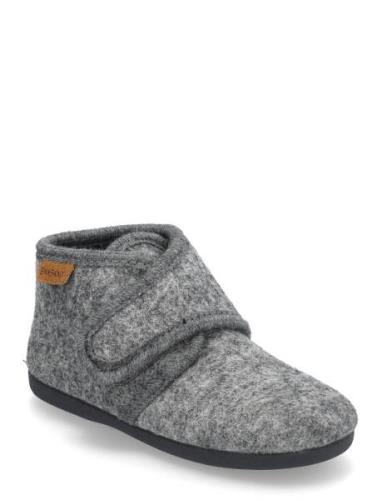 Slippers Wool Velcro Tøfler Innesko Grey En Fant