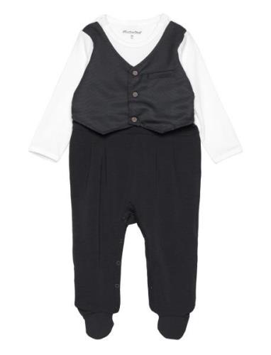 Suit Ls Langermet Bodysuit Black Minymo