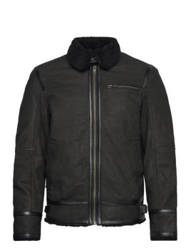 Edgar Nubuck Shearling Jacket Fôret Jakke Black Jofama