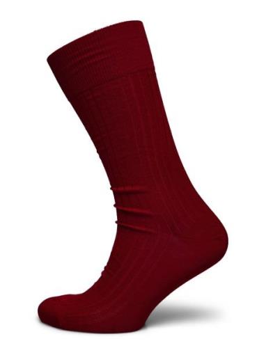 Red Ribbed Socks Underwear Socks Regular Socks Burgundy AN IVY