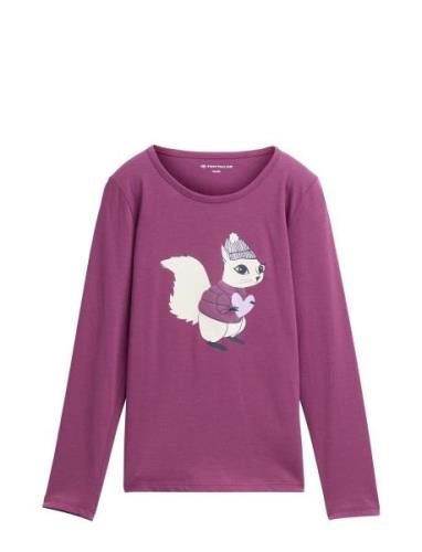 Printed Longsleeve Tops T-shirts Long-sleeved T-shirts Purple Tom Tail...