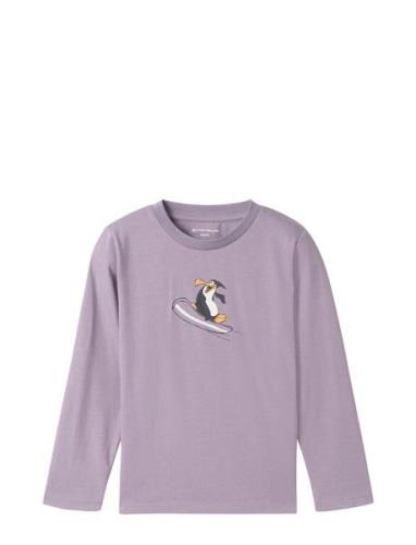 Printed Longsleeve Tops T-shirts Long-sleeved T-shirts Purple Tom Tail...