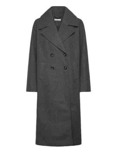 Double Breasted Coat Ullfrakk Frakk Grey Gina Tricot