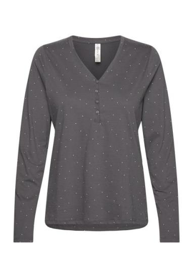 Henley Top Aop Dots Topp Grey Lindex