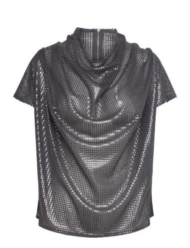 Milly Sequin Top Tops Blouses Short-sleeved Grey Ahlvar Gallery