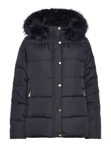 Faux-Fur-Trim Hooded Down Coat Fôret Jakke Navy Lauren Ralph Lauren