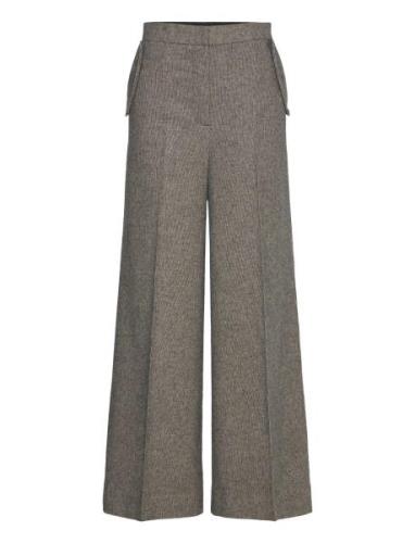 Mini Check Wide Leg Pants - Inja Bottoms Trousers Wide Leg Brown Raben...