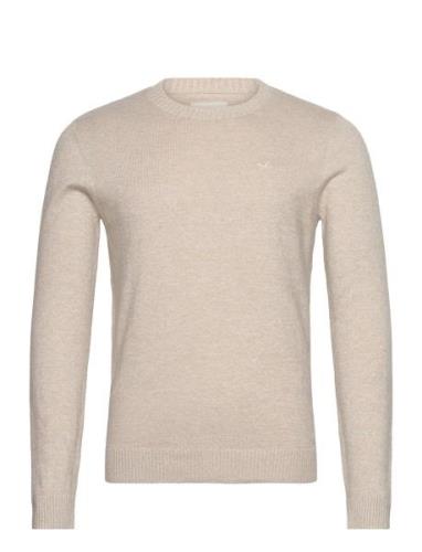 Hco. Guys Sweaters Tops Knitwear Round Necks Cream Hollister