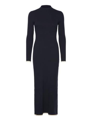 Knitted Dress With Contrasting Trims Maxikjole Festkjole Navy Mango