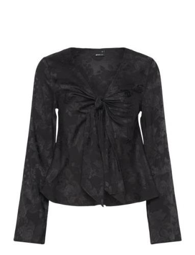 Twisted Blouse Tops Blouses Long-sleeved Black Gina Tricot