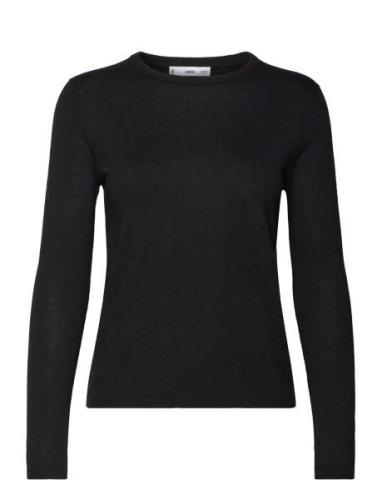 Fine-Knit Crew-Neck Sweater Tops Knitwear Jumpers Black Mango