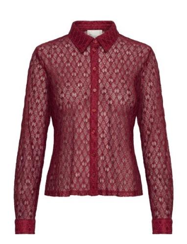 Violamw Lace Shirt Tops Shirts Long-sleeved Burgundy My Essential Ward...