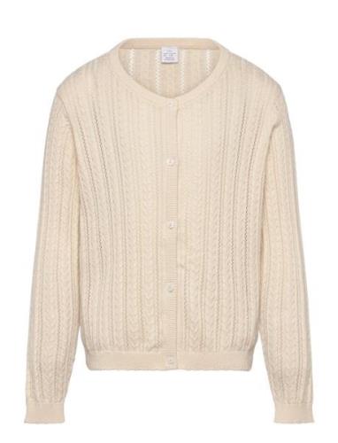 Cardigan Drop Needle Jaquard Tops Knitwear Cardigans Cream Lindex