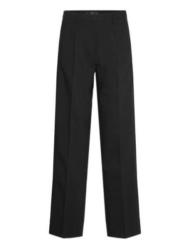 Straight-Fit Pleated Trousers Bottoms Trousers Straight Leg Black Mang...