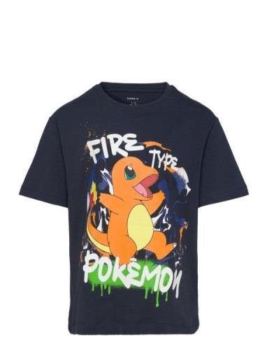 Nkmode Pokemon Ss Nreg Top Box Sky Tops T-shirts Short-sleeved Navy Na...