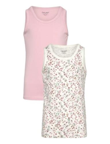 Undershirt 2-Pack Tops T-shirts Sleeveless Pink CeLaVi