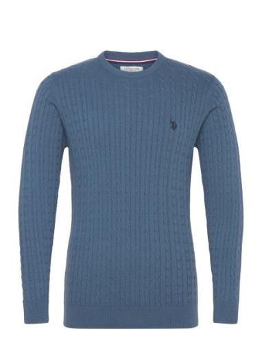 Uspa Knit Archi Men Tops Knitwear Round Necks Blue U.S. Polo Assn.