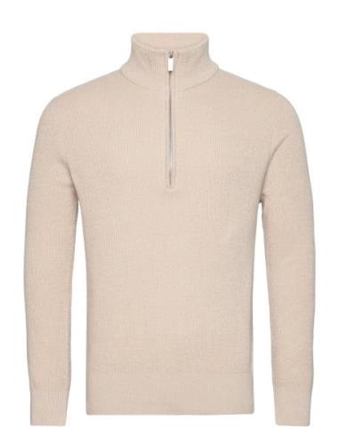 Slhrodney Ls High Neck Half Zip Tops Knitwear Half Zip Jumpers Cream S...