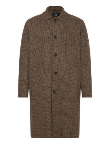 Carlos Check Coat Ullfrakk Frakk Khaki Green Clean Cut Copenhagen