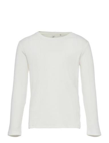 Top L S Basic Rib Tops T-shirts Long-sleeved T-shirts White Lindex