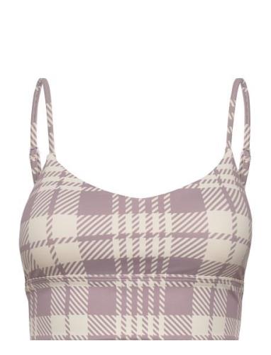 Dusty Violet Plaid Check Strap Bra Sport Bras & Tops Sports Bras - All...