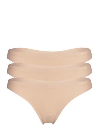 Nude Invisible Thong 3-Pack Stringtruse Undertøy Beige Aim´n