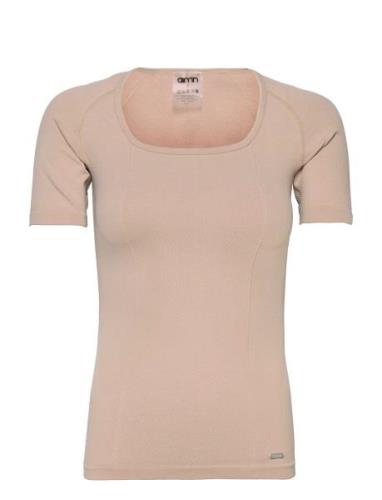 Luxe Seamless Short Sleeve Tops T-shirts & Tops Short-sleeved Beige Ai...