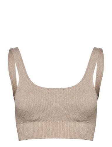 Beige Ribbed Seamless Bra Lingerie Bras & Tops Sports Bras - All Beige...