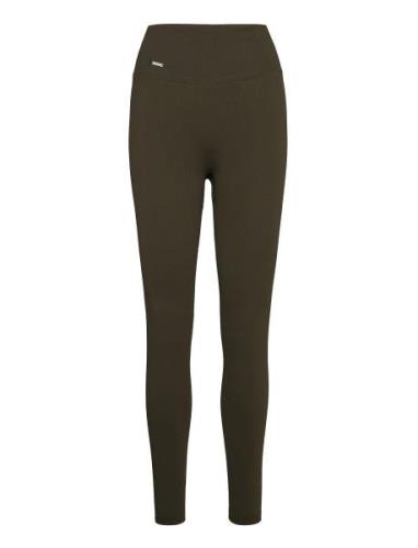 Khaki Ribbed Seamless Tights Sport Running-training Tights Seamless Ti...