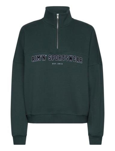 Varsity Sweat Half Zip Sport Sweat-shirts & Hoodies Sweat-shirts Green...