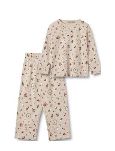 Nightwear Picoting Mila Pyjamas Sett Cream Wheat