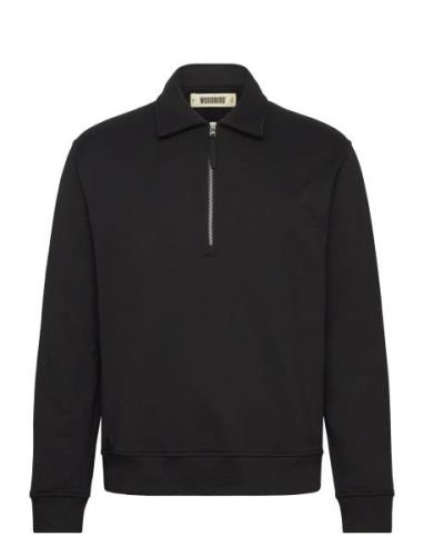 Wbtom Zip Polo Tops Knitwear Half Zip Jumpers Black Woodbird