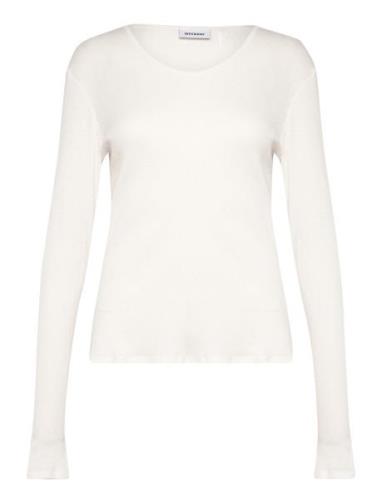 Sheer Rib Long Sleeve Top Tops T-shirts & Tops Long-sleeved White Week...