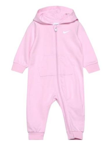 Nike Baby Essentials Hooded Coverall Langermet Bodysuit Pink Nike