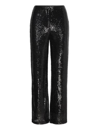 Onlsteo Life Hw Str Sequin Pant Tlr Bottoms Trousers Straight Leg Blac...