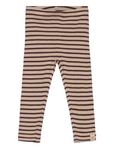 Legging Modal Striped Bottoms Leggings Brown Petit Piao