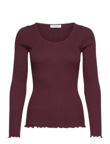 Baybay Long Sleeve Tee Tops T-shirts & Tops Long-sleeved Burgundy Rose...