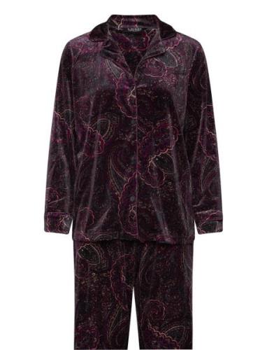 Lrl L/S Notch Collar Long Pant Pj Set Pyjamas Purple Lauren Ralph Laur...