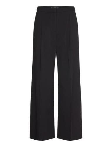 Wideleg Pleated Trousers Bottoms Trousers Suitpants Black Mango