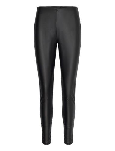 Leather-Effect Leggings Bottoms Trousers Leather Leggings-Bukser Black...