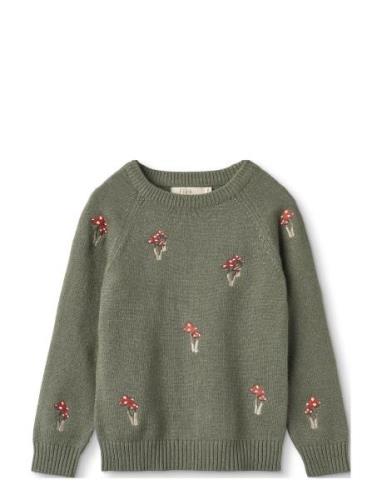 Benna Mushroom Pullover Tops Knitwear Pullovers Green Fliink