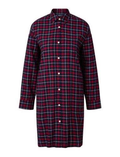 Luna Organic Cotton Checked Flannel Nightshirt Pyjamas Red Lexington H...