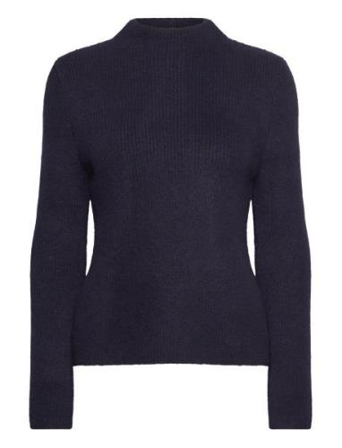 Perkins-Neck Knitted Sweater Tops Knitwear Jumpers Navy Mango