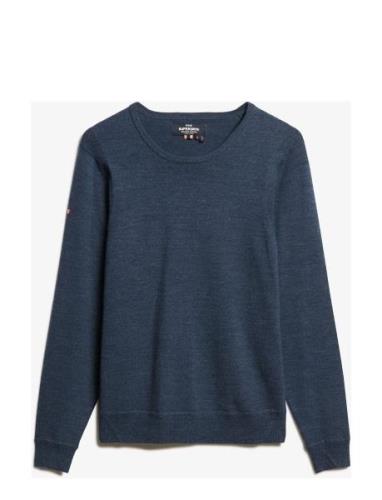 Merino Crew Jumper Tops T-shirts Long-sleeved Navy Superdry