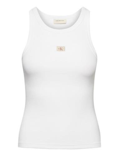 Woven Label Rib Tank Top Tops T-shirts & Tops Sleeveless White Calvin ...